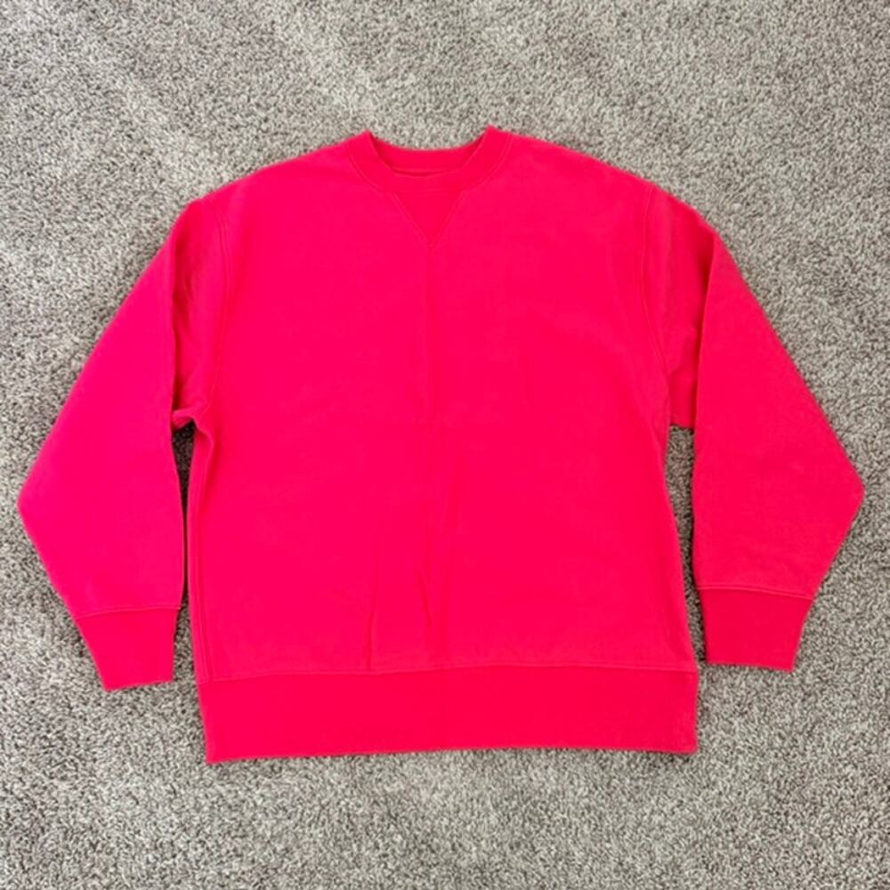 GAP Crew Neck Fleece Sweatshirt V-Notch Neck Detail Muted Watermelon Red Large - Picture 8 of 8